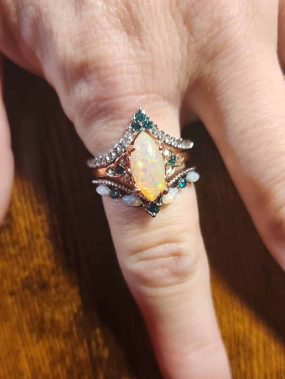 3pcs Luxury Women's Ring Set Marquise Cut Opal, Faux Gemstone, Party Style